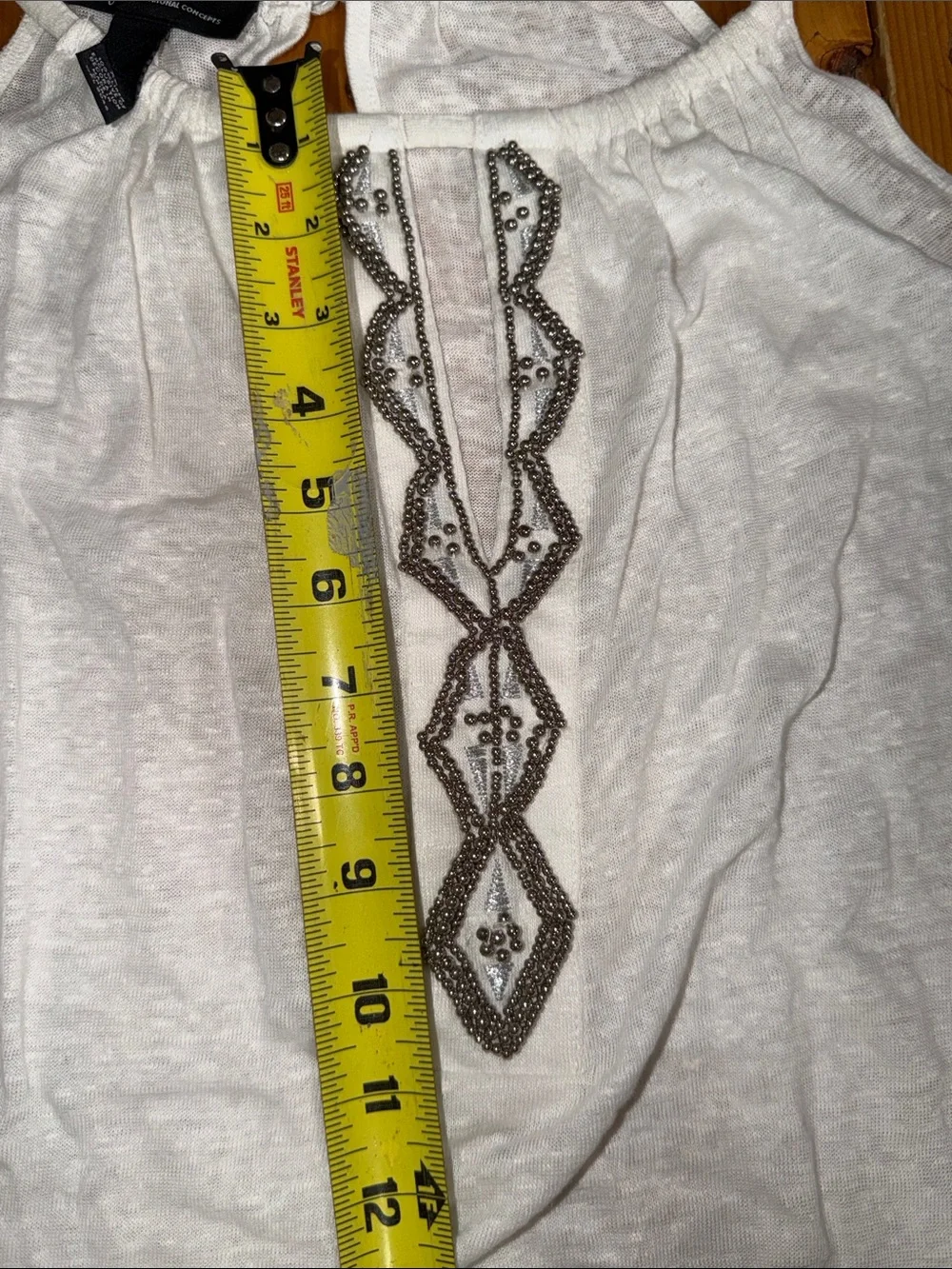 INC International Concepts 100% linen White Halter Embellished Tank NWT size XL